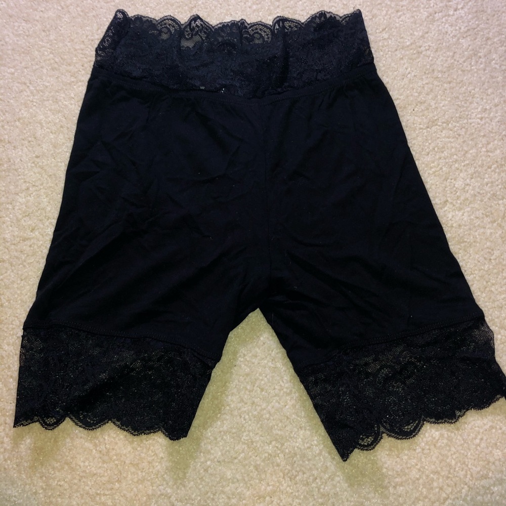 Black lace biker shorts
